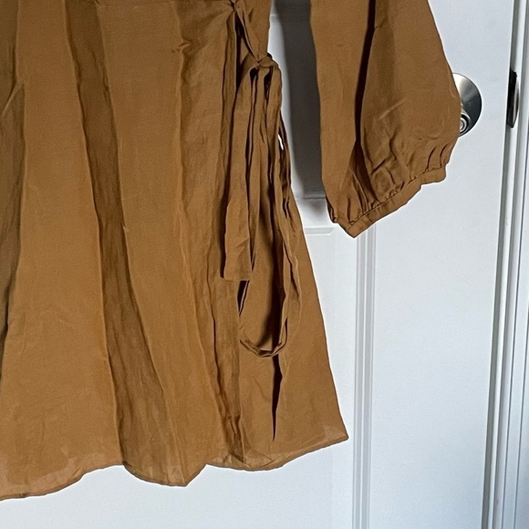 Madewell Linen-Blend Balloon-Sleeve Wrap Dress 35364 - Picture 5 of 13